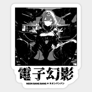 Japanese Aesthetic Cyberpunk Girl Manga Style Sticker